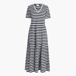 J. Crew Navy Blue and White Striped Maxi Dress